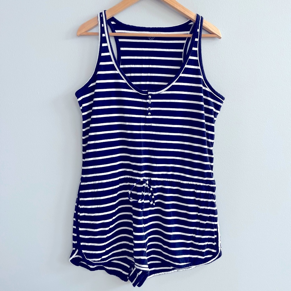 GAP Women's Loungewear Romper Size Large Striped Sleeveless Sleepwear Summer